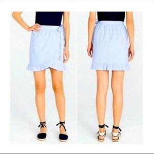 J. Crew Light Blue Ruffle Hem High Waist Wrap Skirt Size 10